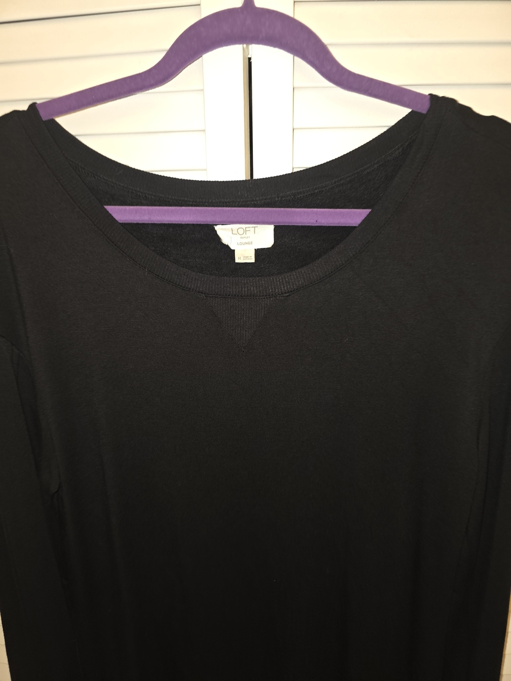 LOFT Outlet Lounge Medium Black Long Sleeve Scoop Crew Neck Sweatshirt Dress